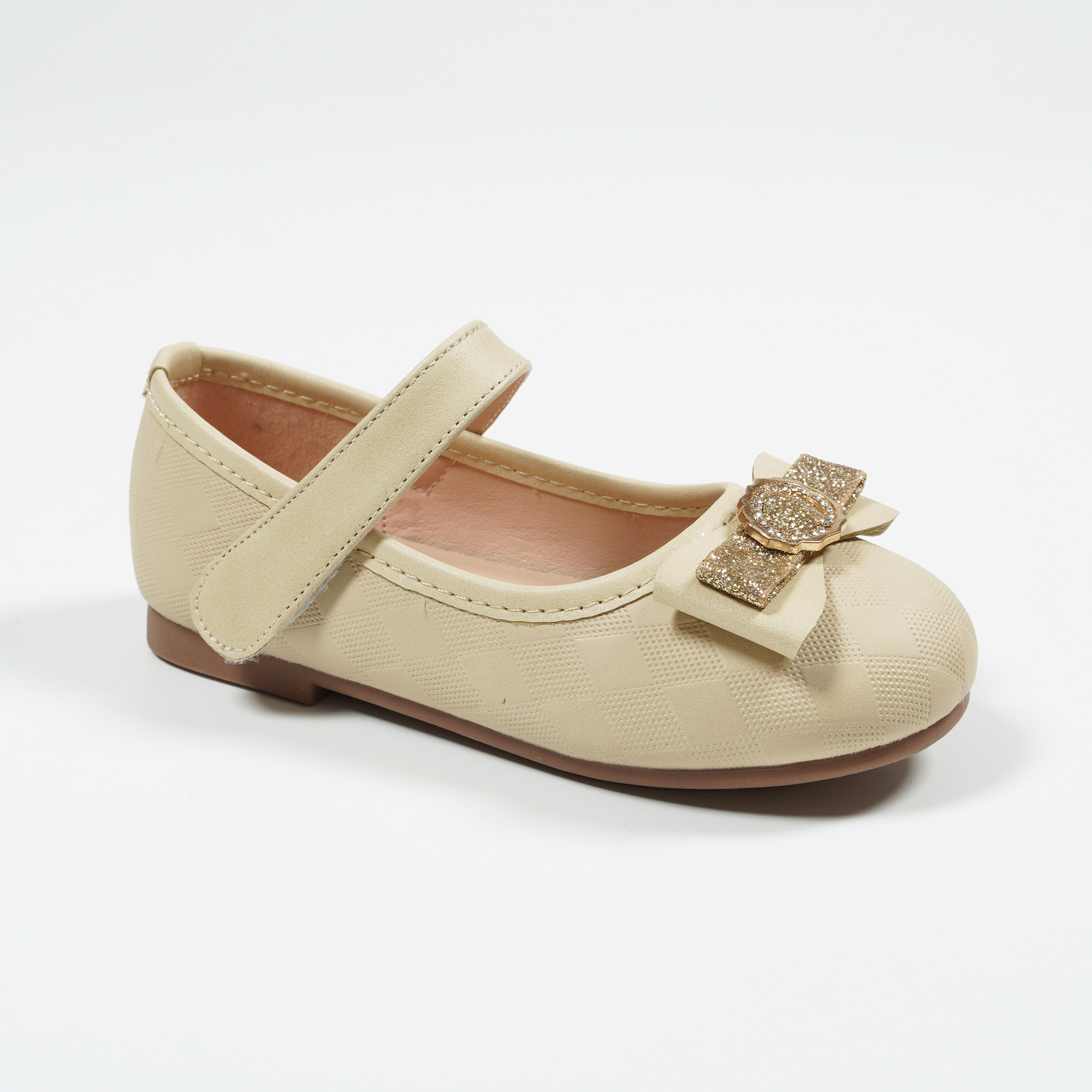 New-Pretty-Bow-Velcro-School-Shoes-Stylish-Childrens-Ballet-Pumps-Wedding-HSA5602K-6-baby-yellow