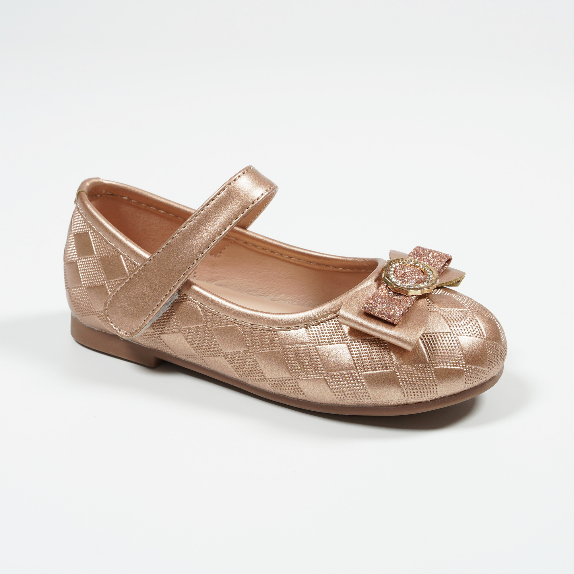 New-Pretty-Bow-Velcro-School-Shoes-Stylish-Childrens-Ballet-Pumps-Wedding-HSA5602K-6-champange