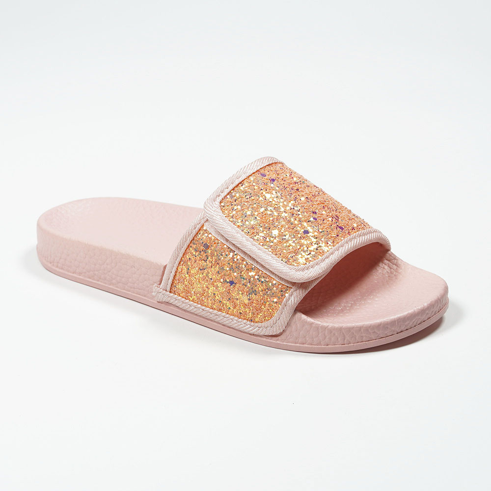 Pretty-Glitter-Indoor-Outdoor-Casual-Slippers-Pink-Wholesale-Girl-Slipper-NMD8010B-3-orange