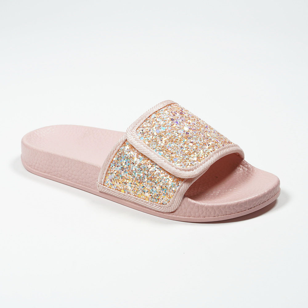 Pretty-Glitter-Indoor-Outdoor-Casual-Slippers-Pink-Wholesale-Girl-Slipper-NMD8010B-3-pink