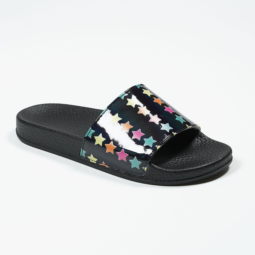 OEM-ODM-Daily-Wear-Brilliant-Star-Print-Pattern-Slipper-in-Holographic-NMD8010B-6-black