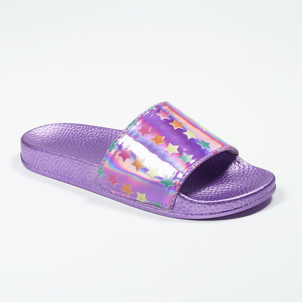 OEM-ODM-Daily-Wear-Brilliant-Star-Print-Pattern-Slipper-in-Holographic-NMD8010B-6-purple