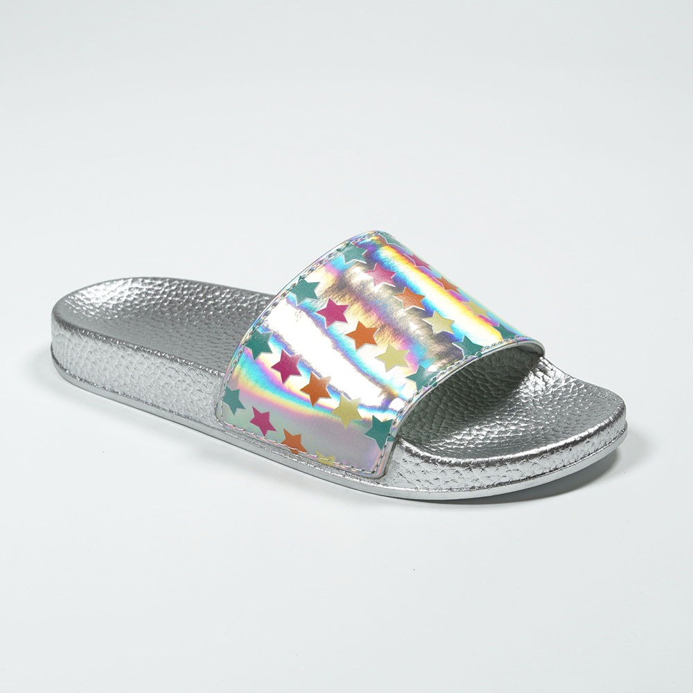 OEM-ODM-Daily-Wear-Brilliant-Star-Print-Pattern-Slipper-in-Holographic-NMD8010B-6-silver