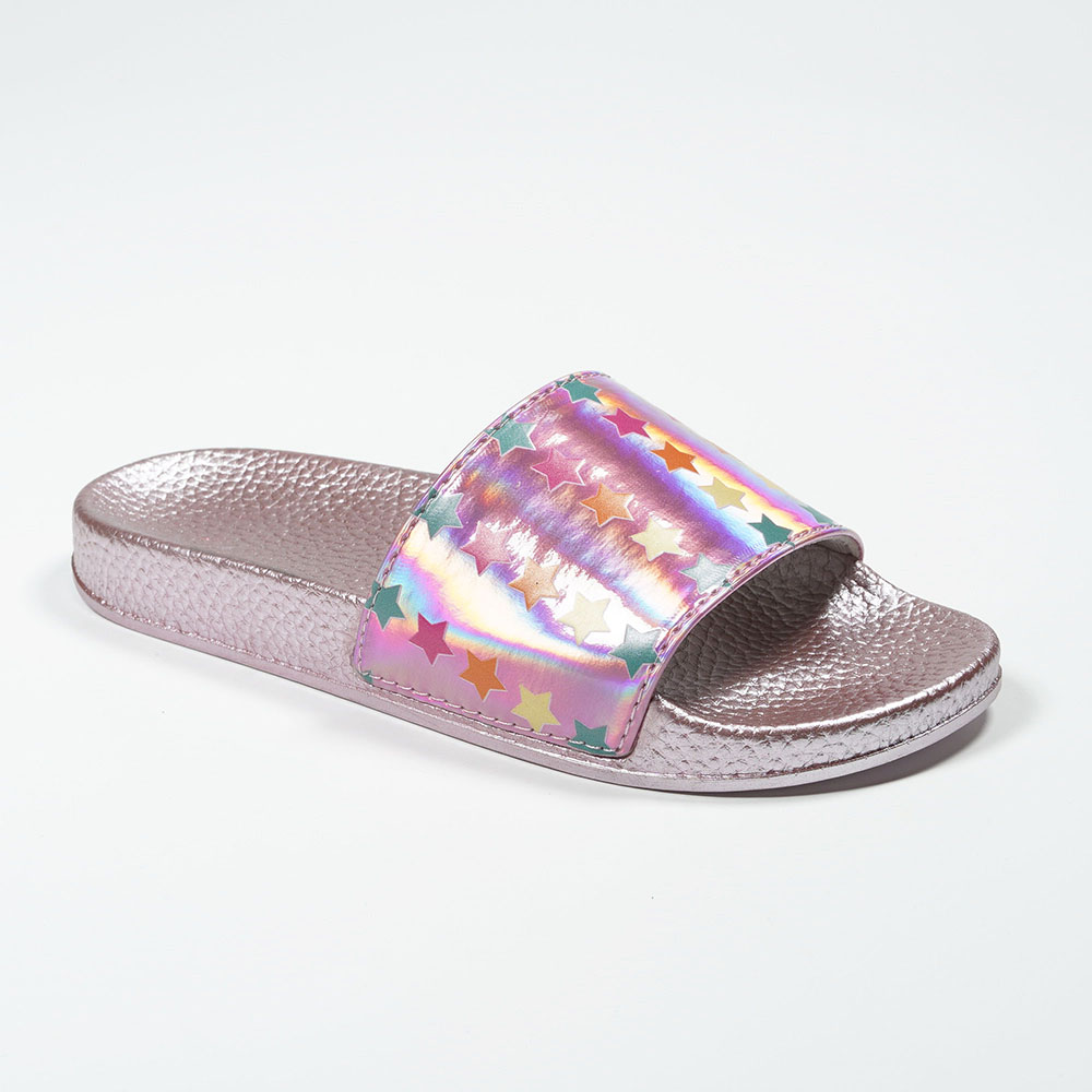 OEM-ODM-Daily-Wear-Brilliant-Star-Print-Pattern-Slipper-in-Holographic-NMD8010B-6-pink