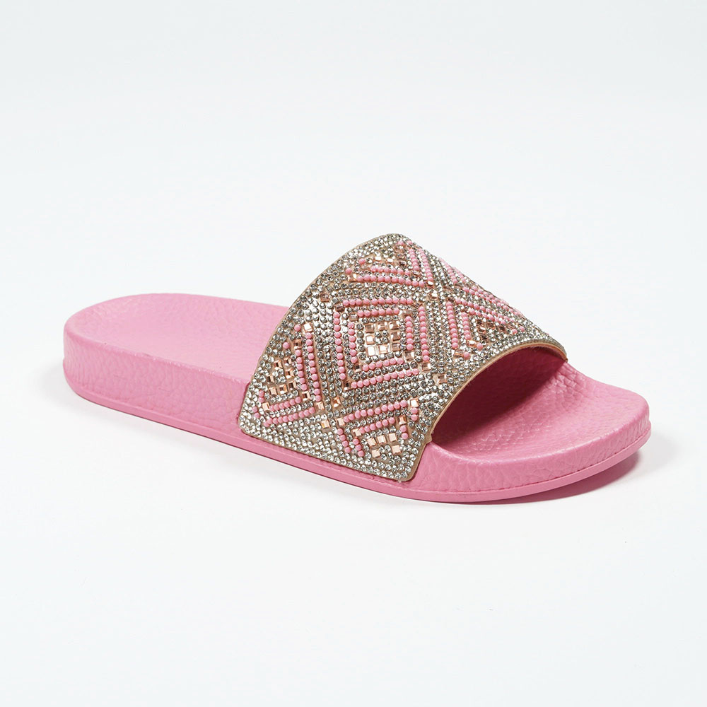 Women's-Elegant-Rhinestones-Mosaic-Pool-Slide-NMD8010D-1-pink