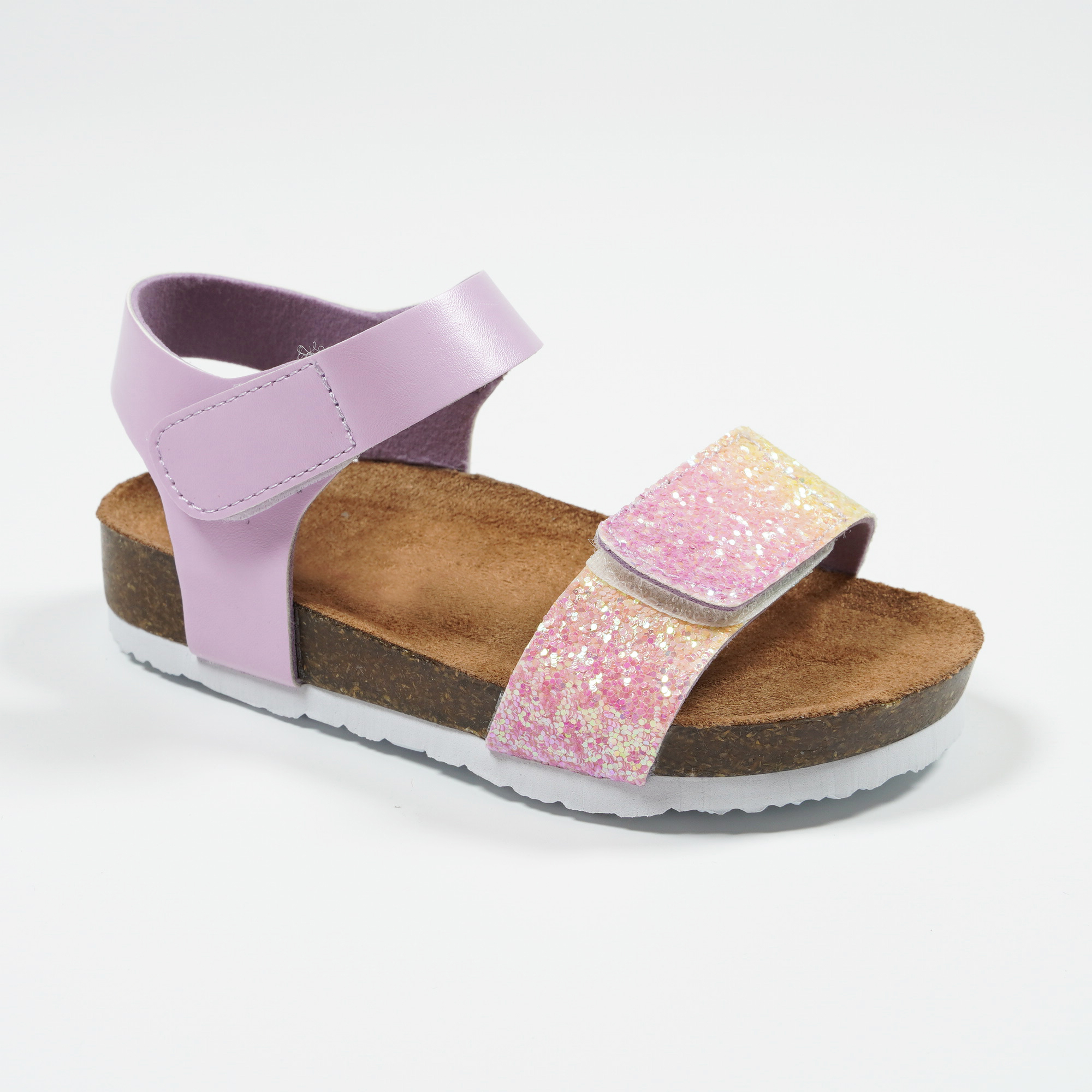 Pastel-Color-Glitter-Velcro-Sandals-Summer-Casual-Kids-Shoes-YDX007AN-4-light-purple