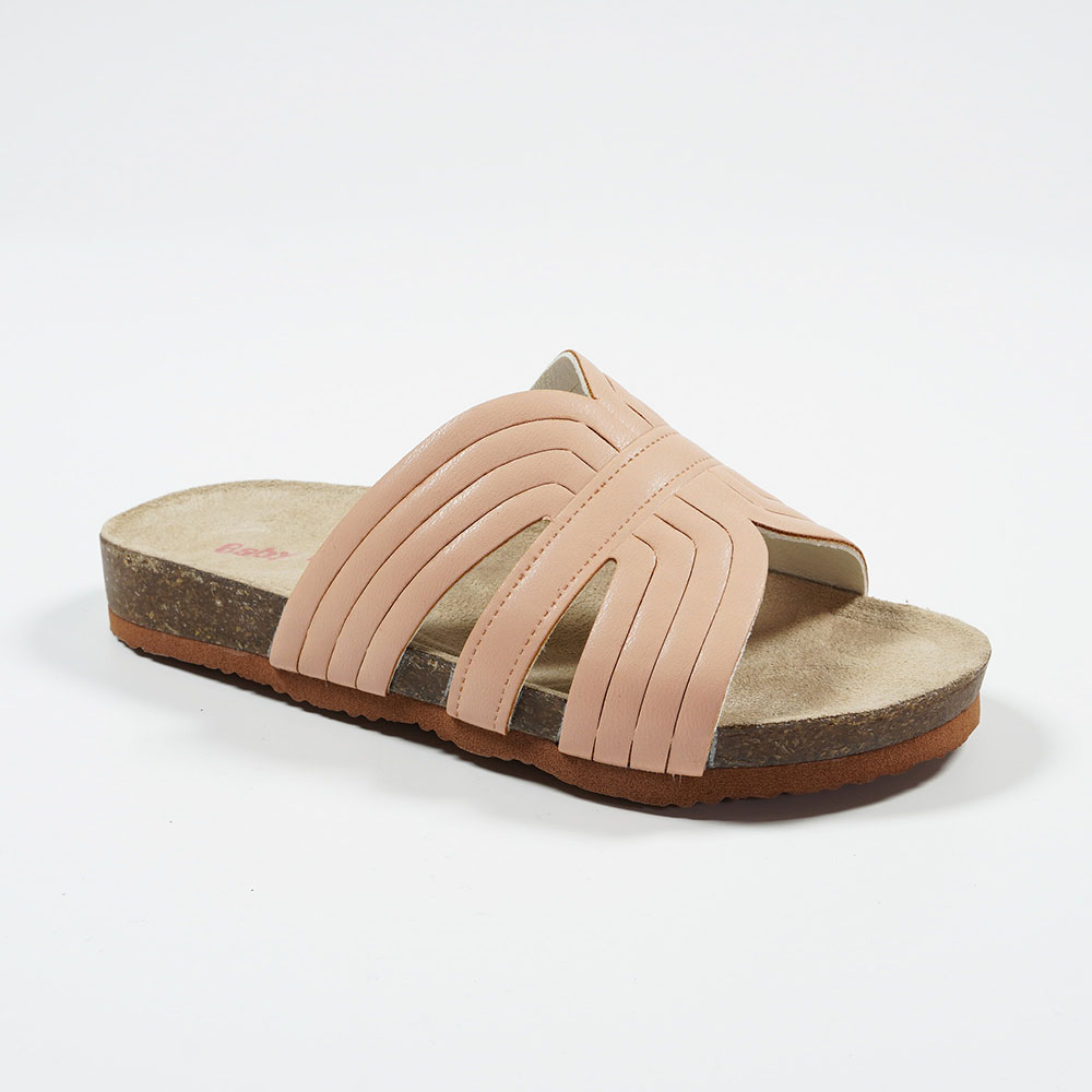 Cork-EVA-Sole-Embossed-Craft-Simple-Women's-Flat-Shoe-Slippers-YDX007AR-1-Apricot