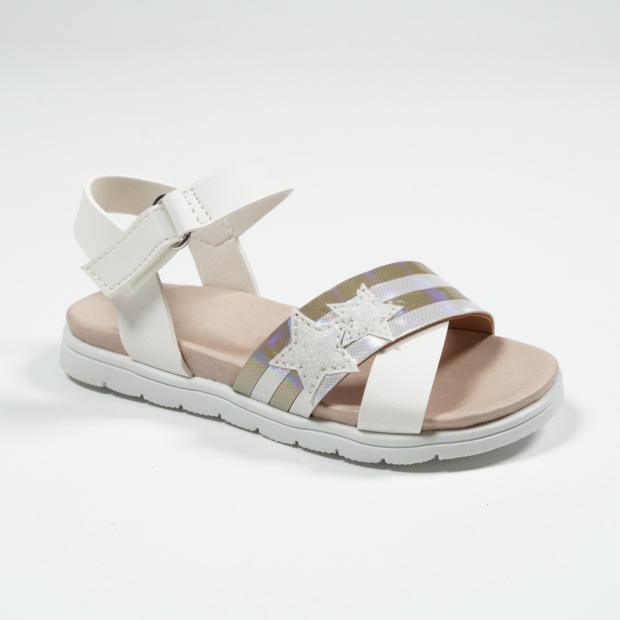 Nikoofly-Girls-Pink-Star-Velcro-Cross-Straps-Sandals-YDX007D-1-white