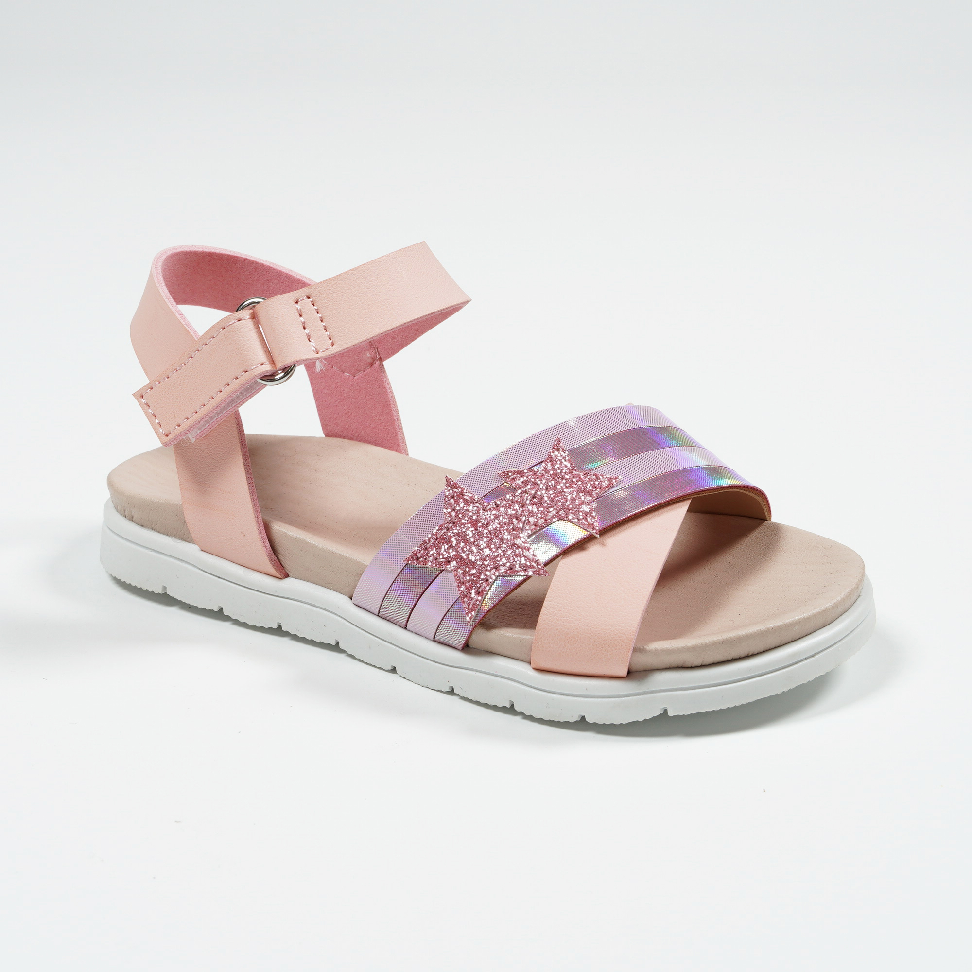 Nikoofly-Girls-Pink-Star-Velcro-Cross-Straps-Sandals-YDX007D-1-pink