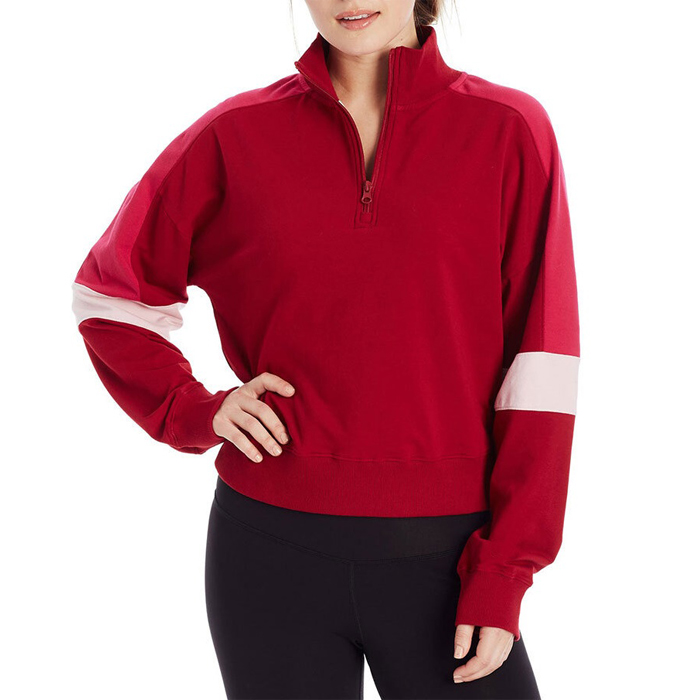 Half-zip long-sleeved crop sweatshirt (2)