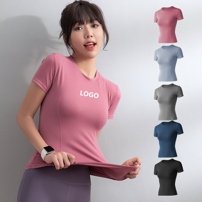 Sports tops outdoor workout polyester t shirts women oversize screen printing t-shirt