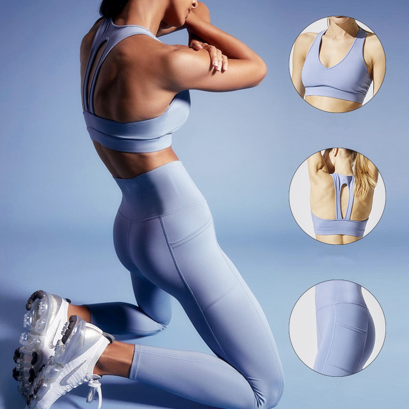 Premium Factory-Made Women's Yoga Set: High Waist Leggings, Sports Bra with Chest Pad & Pocket - Custom Print