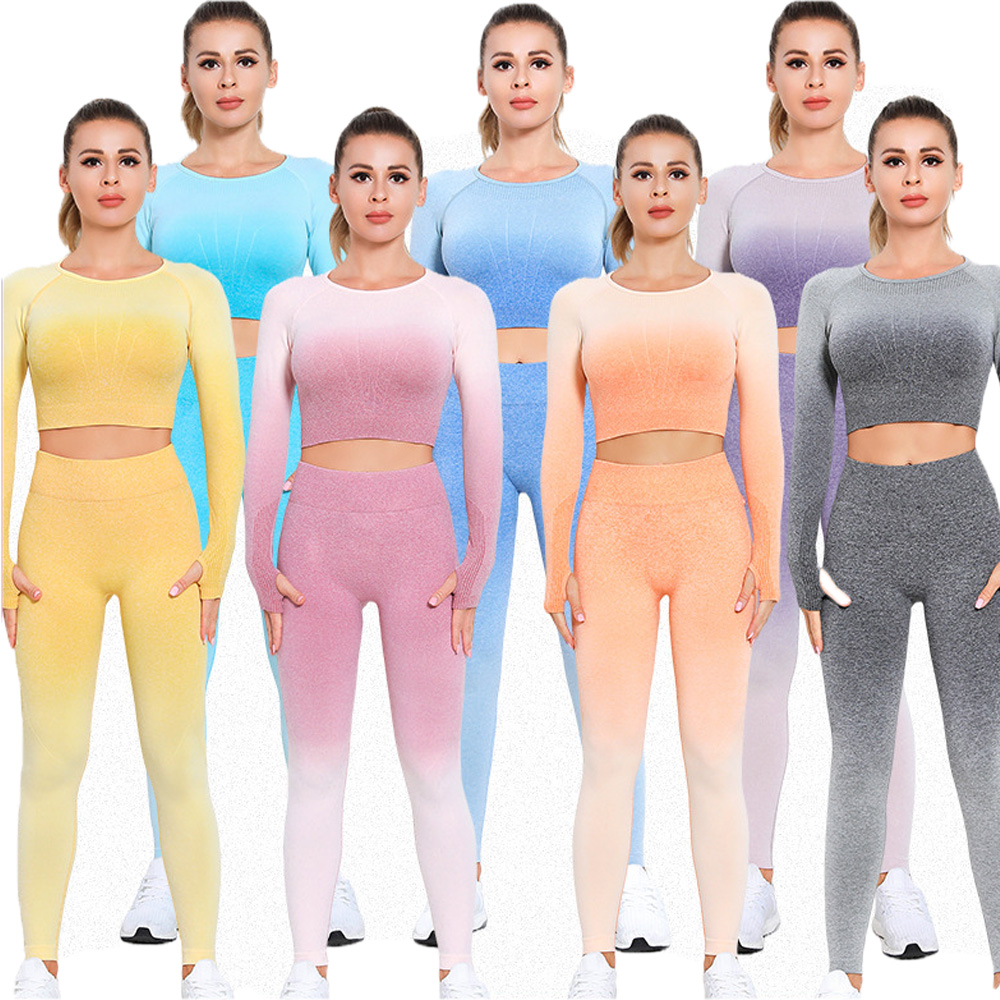 Factory direct Ombre Long Sleeve Women's <a href='/activewear/'>Activewear</a> Set with Custom Logo - Shop Now!