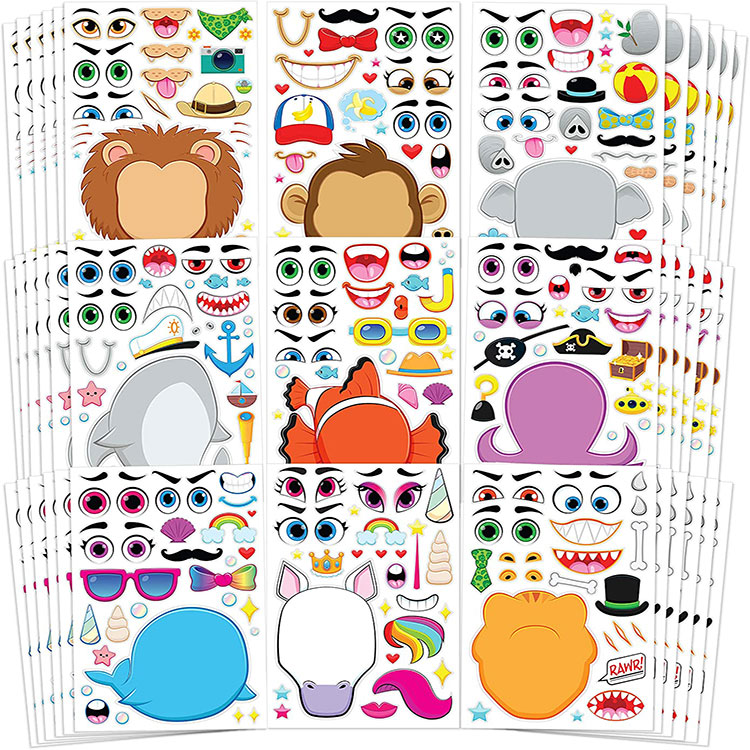 Animal Theme DIY Face Paper Stickers Kits