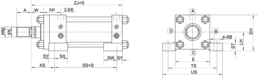 Tie-rod hydraulic cylinder- LA