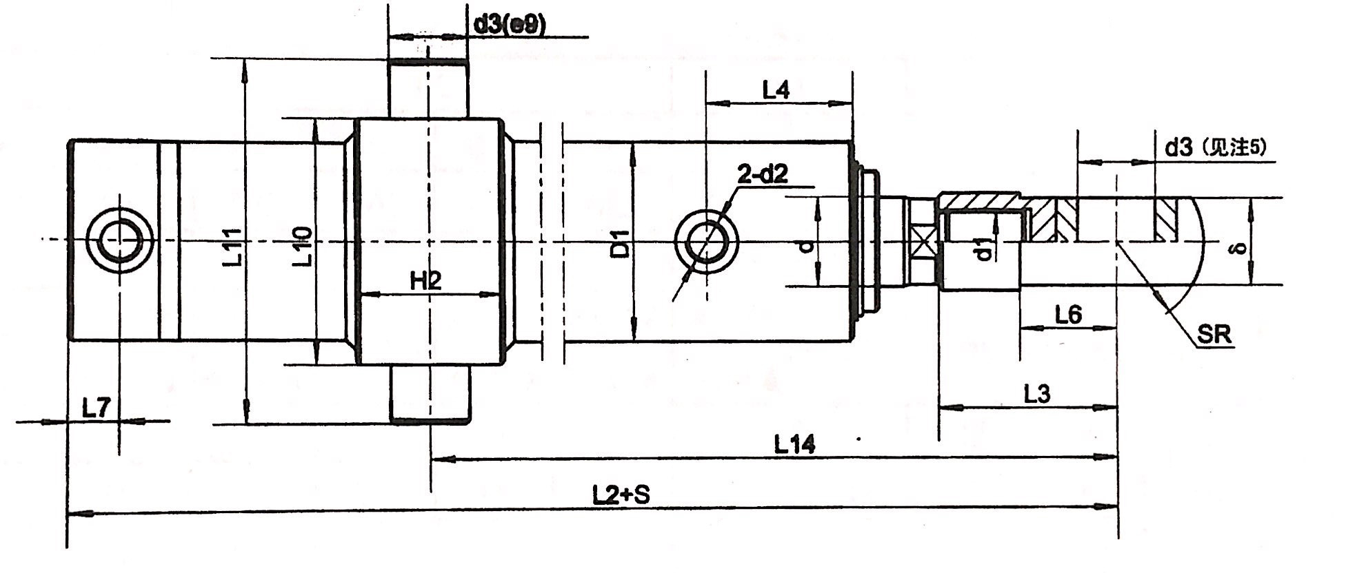 Engineering Hydraulic Cylinder - -Piston End Male Thread, Earring with Hinged Shaft