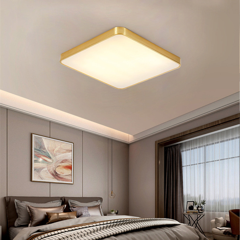 Square Led Luxury Decorative Brass <a href='/ceiling/'>Ceiling</a> Lamp 