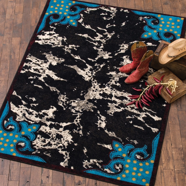 For Auction: Black Cowhide Rug 9' 5