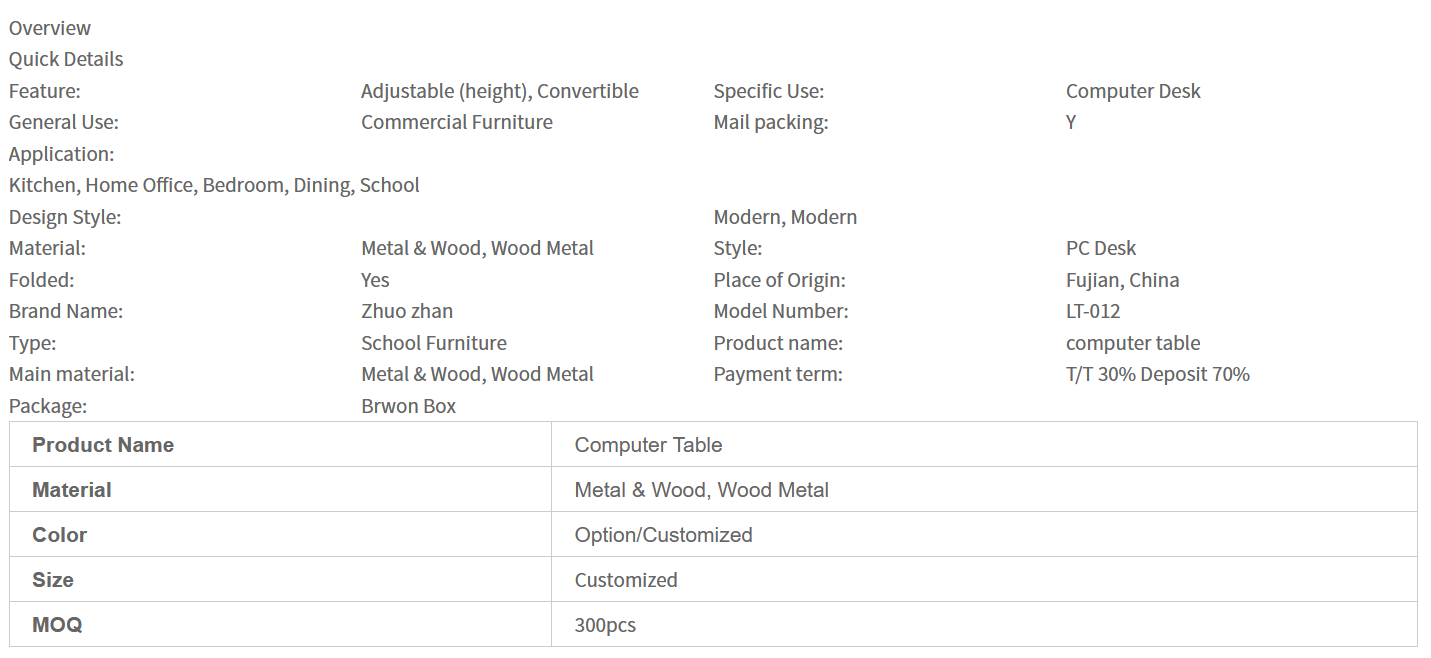 Computer Table Wheels Adjustable Study Tables School Furniture Computer Desk Commercial Furniture Wooden