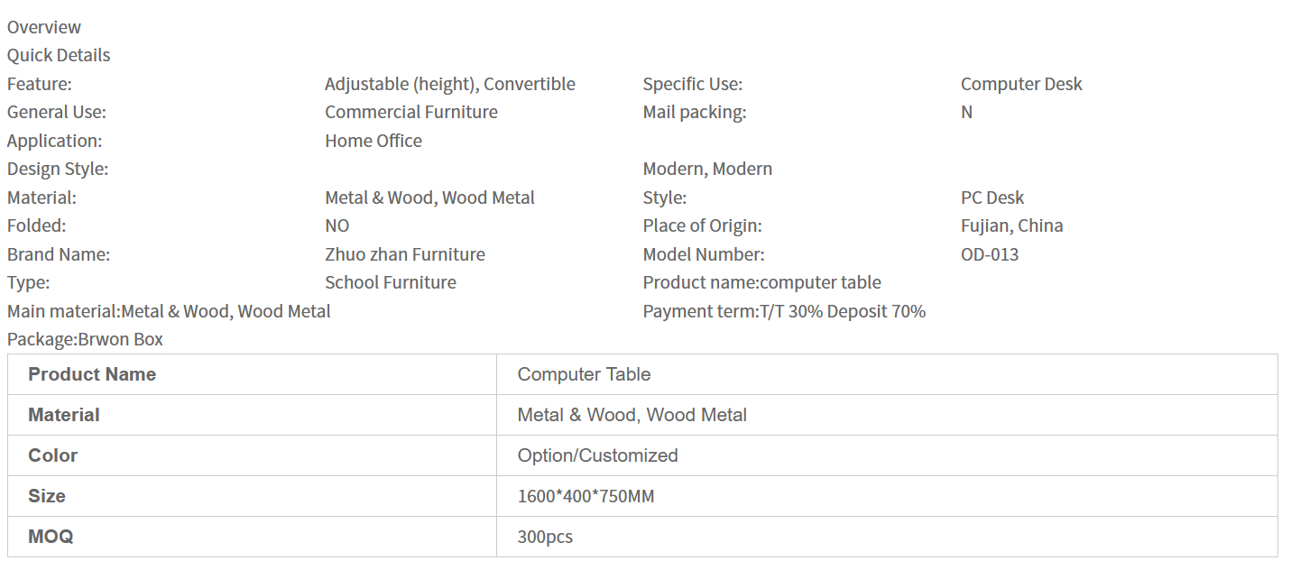 Hot Selling Good Custom High Quality Sitoca Computer Table