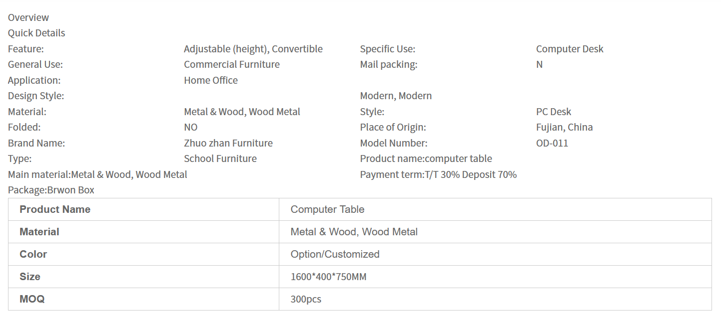 Hot Selling Good Quality High Quality Sitoca Modern Wooden Minimalist Computer Table