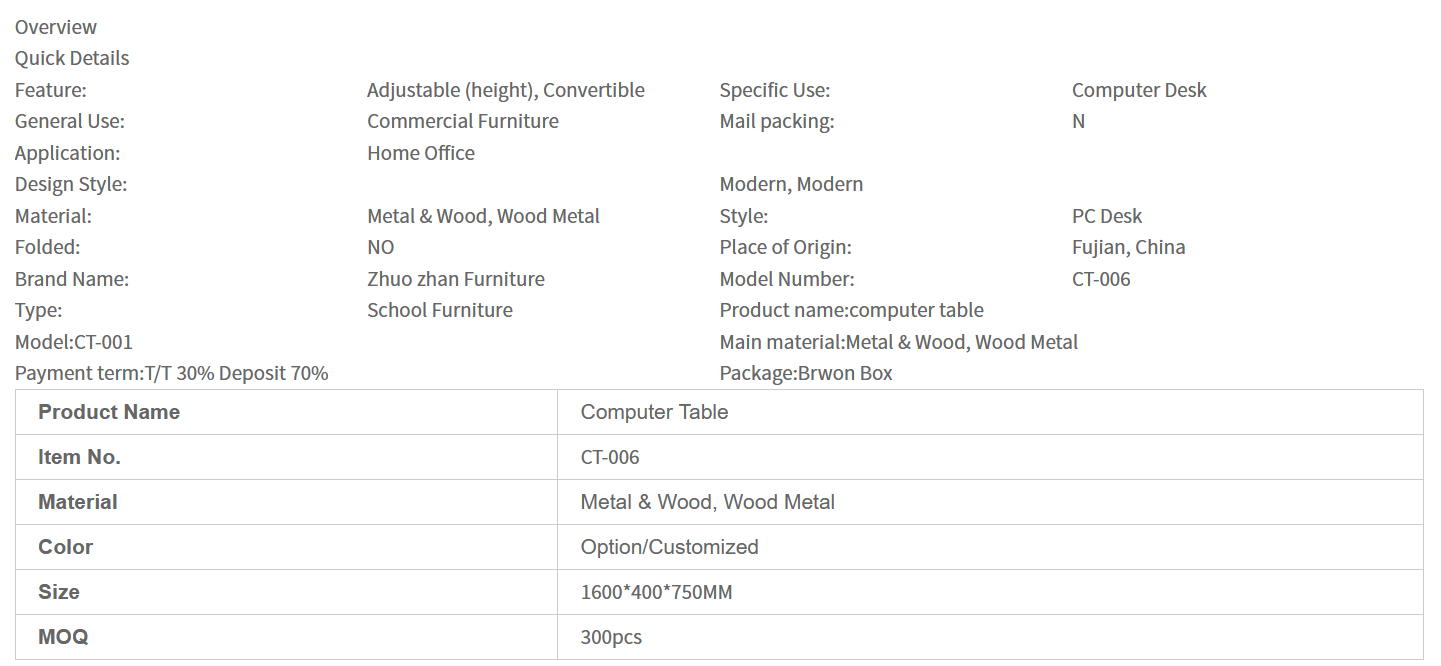 New Design Top Durable Quality Office Desk Big Computer Table