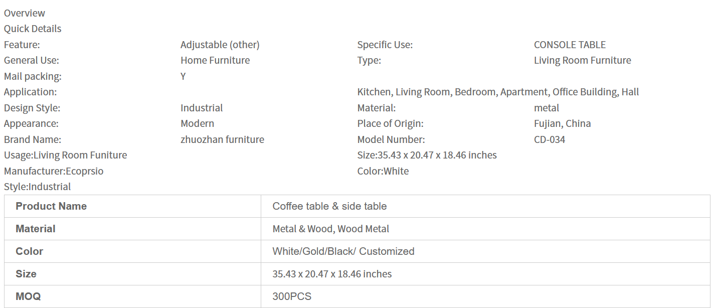 White Marble Print with Gold Metal Legs 2 Tier Living Room Square Luxury Coffee Table China Factory Low Price