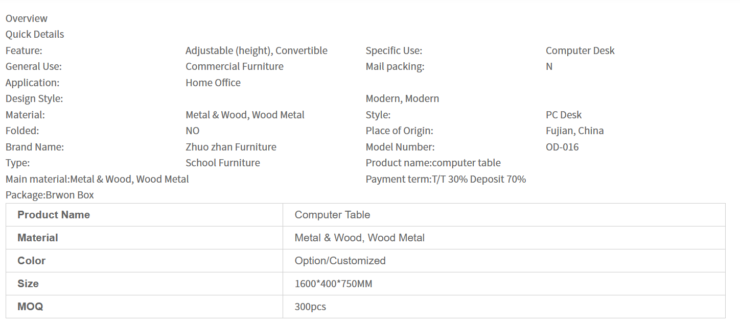 Widely Used Superior Quality Custom Multifunctional Computer Table