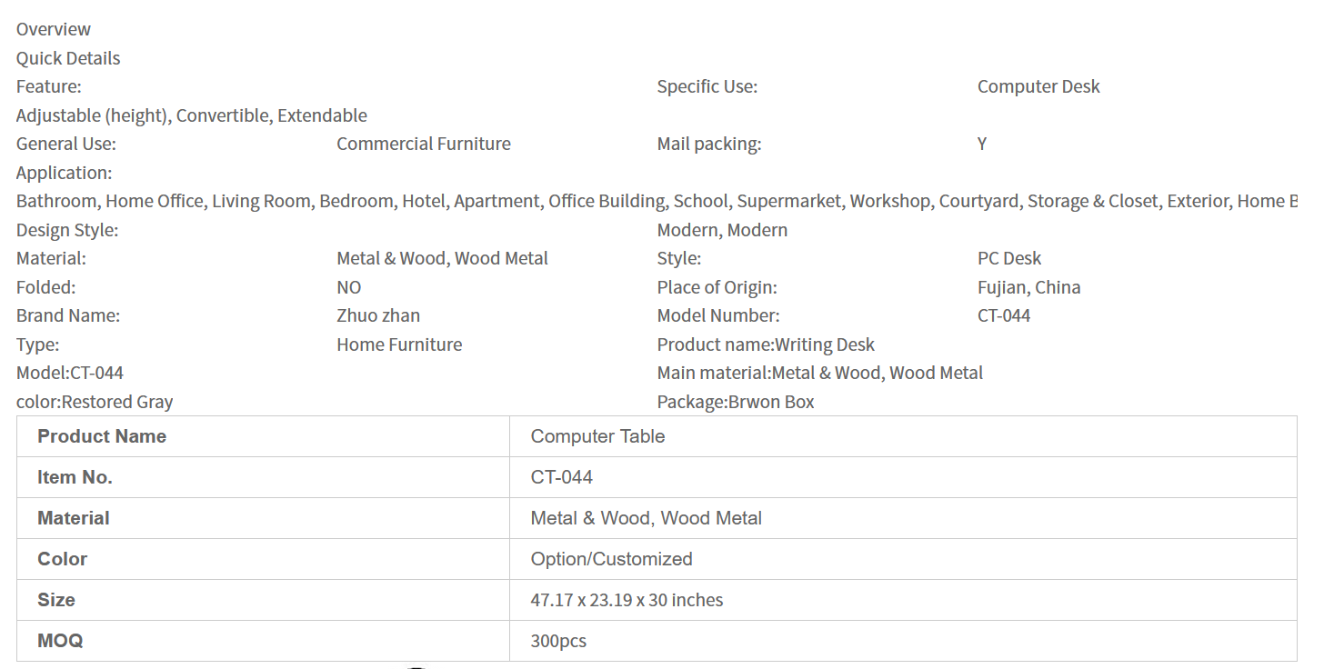 Writing Desk with Drawers Hot Sale Industrial Dinning Tables